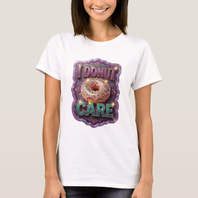 Camiseta Arte de Texto 3D Roxo Clássico EU NÃO ME IMPORTO (Frente)