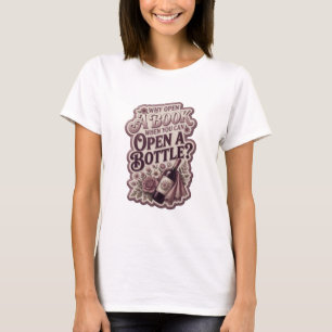 Camiseta Arte de Texto 3D Roxo na Moda ABRA UMA GARRAFA