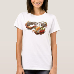 Camiseta Arte de texto 3D Sleek Orange BRUNCH TIME