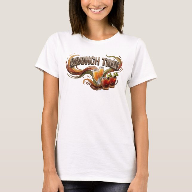 Camiseta Arte de texto 3D Sleek Orange BRUNCH TIME (Frente)