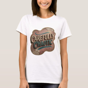 Camiseta Arte de texto 3D Snappy Gold CAREFULLY CHAOTIC
