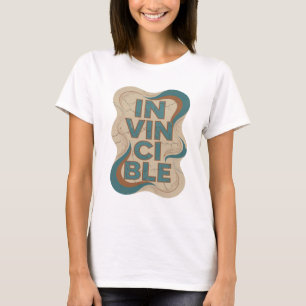 Camiseta Arte de Texto 3D Teal Clássico INVENCÍVEL