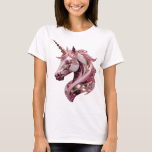 Camiseta Arte de texto 3D UNICÓRNIO Prateado Chic