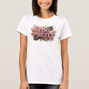 Camiseta Arte de Texto 3D Vermelho Clássico TOO PRETTY