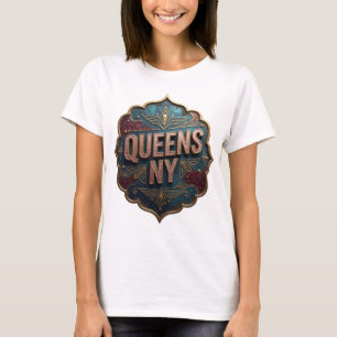 Camiseta Arte de texto 3D Vibrante Rosa QUEENS NY
