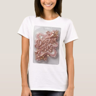 Camiseta Arte de texto 3D Witty Gold SONHE GRANDE