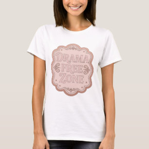 Camiseta Arte de Texto 3D ZONA LIVRE DE DRAMA Rosa Moderno