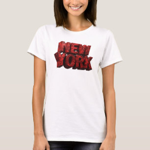 Camiseta Arte de Texto Dinâmico Vermelho NEW YORK 3D