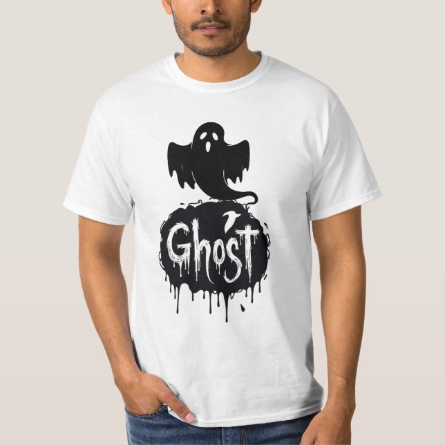 Camiseta Arte de texto pingando - Fantasma - Horror Sombrio (Frente)