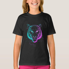 Camiseta Arte de tigre digital néon