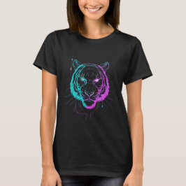 Camiseta Arte de tigre digital néon