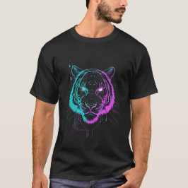 Camiseta Arte de tigre digital néon
