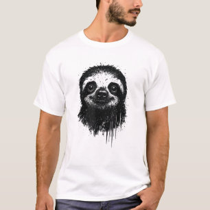 Camiseta Arte de Tinta de Preguiça Grunge Selva Vida Selvag
