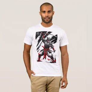 Camiseta Arte de Tinta no Guerreiro Fierce Samurai