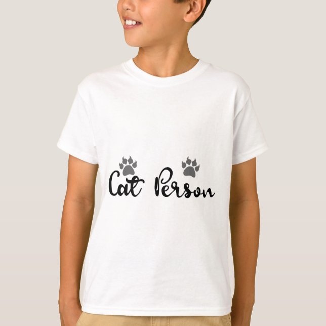 Camiseta Arte de Tipografia de Cat Person (Frente)