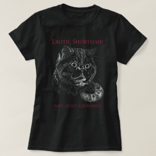 Camiseta Arte de Tipografia de Esboço de Gato Exótico de Pe