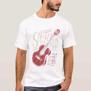 Camiseta Arte De Tipografia De Guitarra Retro Strum