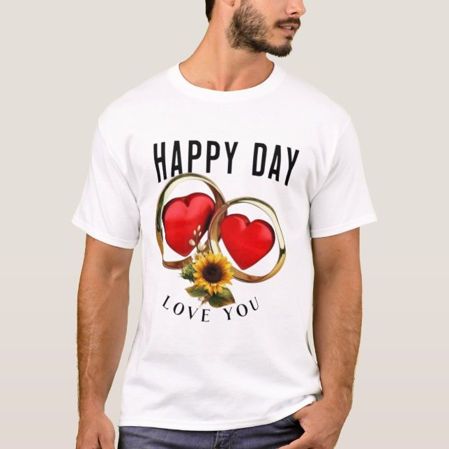 Camiseta Arte de Tipografia HappyDay para Impressão Persona (Frente)