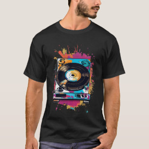 Camiseta Arte de toque de disco de vinil retrô
