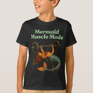 Camiseta Arte de Treino de Academia Modo Músculo de Sereia