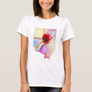 Camiseta Arte de tulipas de aquarela rosa