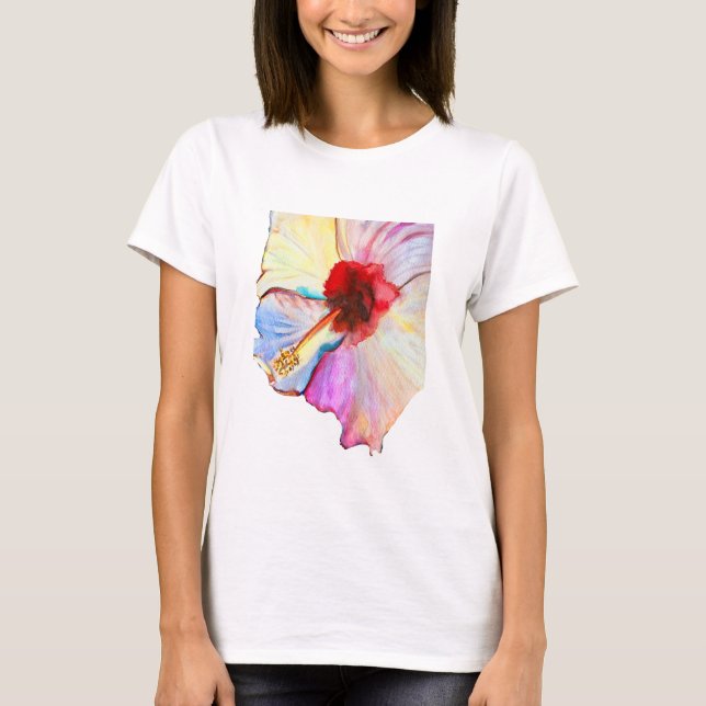 Camiseta Arte de tulipas de aquarela rosa (Frente)