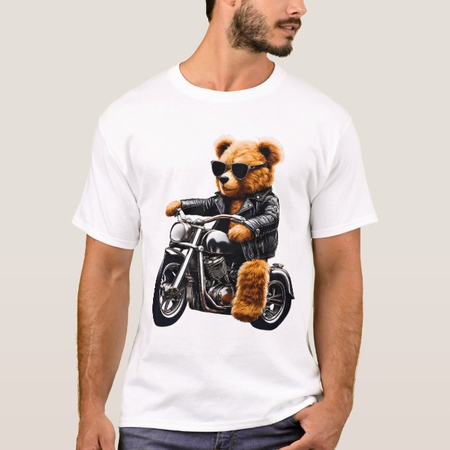 Camiseta Arte de Urso Teddy Motoqueiro Durão (Frente)