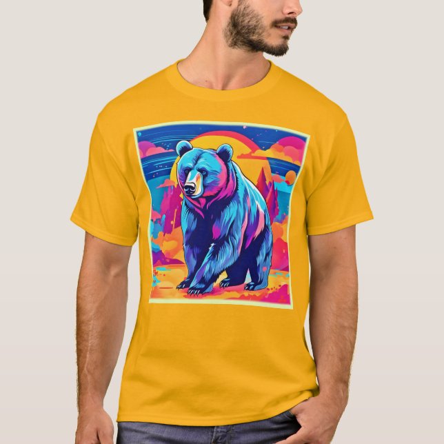 Camiseta Arte de Urso Vibrante (Frente)