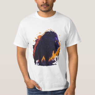 Camiseta Arte de Vetor de Leão Majestoso