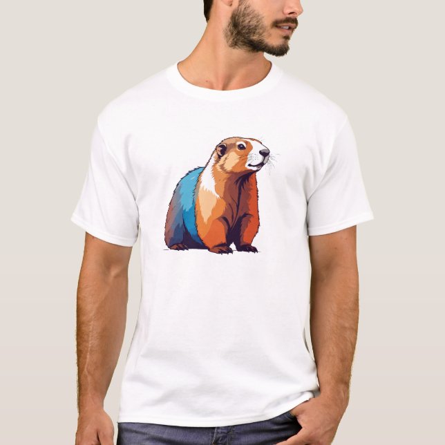 Camiseta Arte de Vetor Marmot com Cores Vibrantes (Frente)