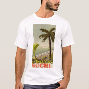 Camiseta Arte de Viagem de Estação Marítima de Sochi Vintag