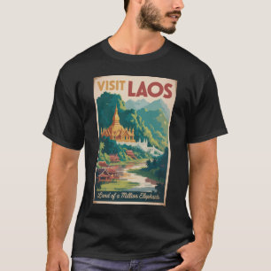 Camiseta Arte de Viagem de Ilustração de Pha That Luang do 