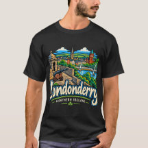 Arte de Viagem Desenhada à Mão Londonderry Irlanda