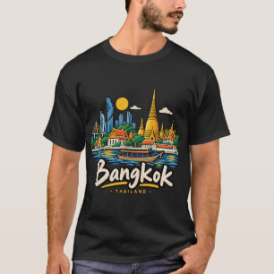 Camiseta Arte de Viagem do Marco de Banguecoque Tailândia D