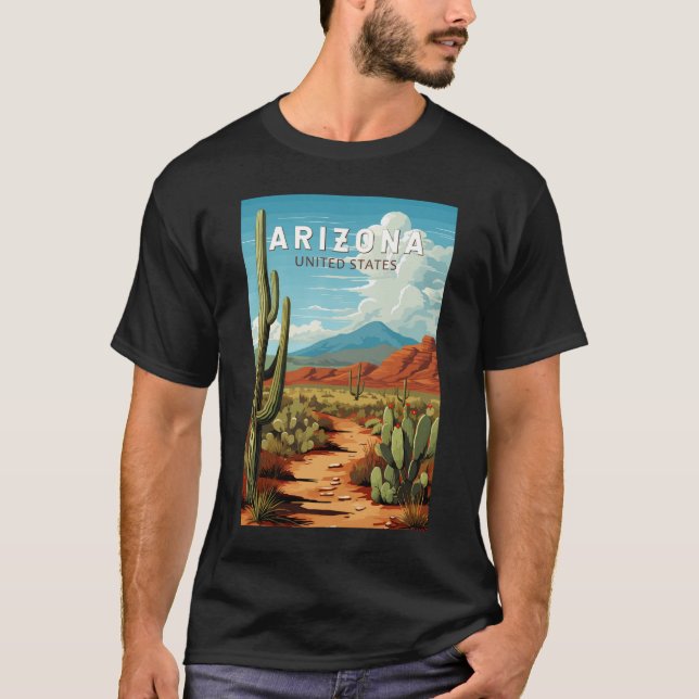 Camiseta Arte de Viagem Vintage do Arizona (Frente)