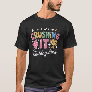 Camiseta Arte de Vibrações Motivacionais para o Dia do Exam