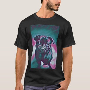 Camiseta Arte de Vida de Cachorro Pug Retrô Neon Roxo