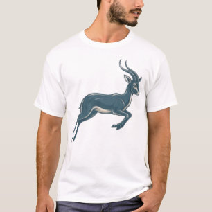 Camiseta Arte de Vida Selvagem Gazela Azul Design de Nature