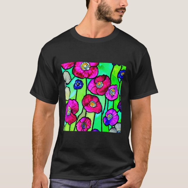 Camiseta Arte de vidro anêmonas (Frente)