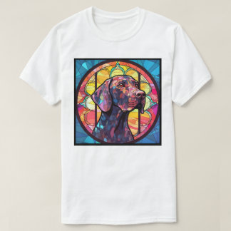 Camiseta Arte de Vidro Colorido Pointer de Pelo Curto Alemã