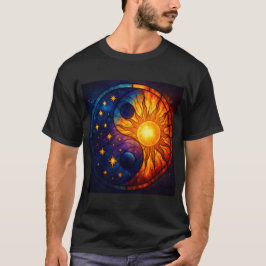 Camiseta Arte de Vidro Colorido Yin Yang Celestial