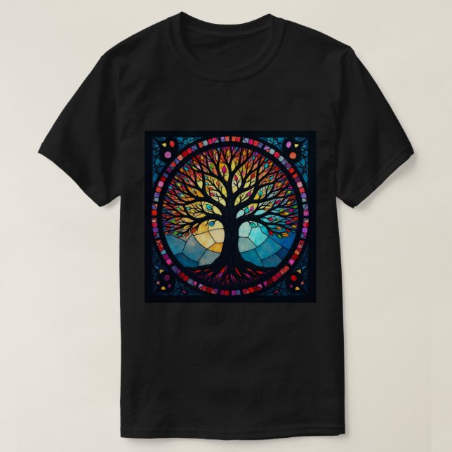 Camiseta Arte de Vidro Estreita, Árvore de Vidro Estreito (Frente do Design)