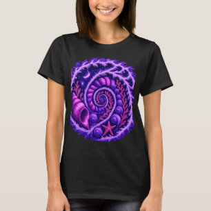 Camiseta Arte de vórtice de concha psicodélica espiral oceâ