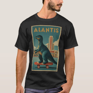 Camiseta Arte Deco de Atlântida Dino no Skate