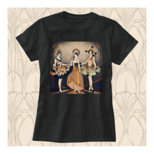 Camiseta Arte Deco Flapper Cartaz de Halloween Vintage 19