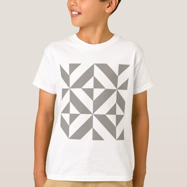 Camiseta Arte Deco Geométrica Cinza Prata (Frente)