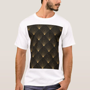 Camiseta Arte Deco: Legância Dourada Negra.