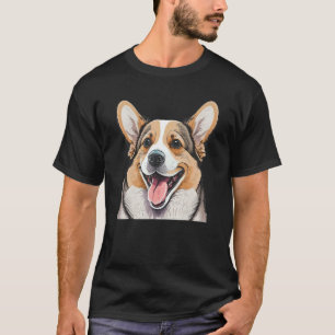 Camiseta Arte Desenhada à Mão de Corgi Estético
