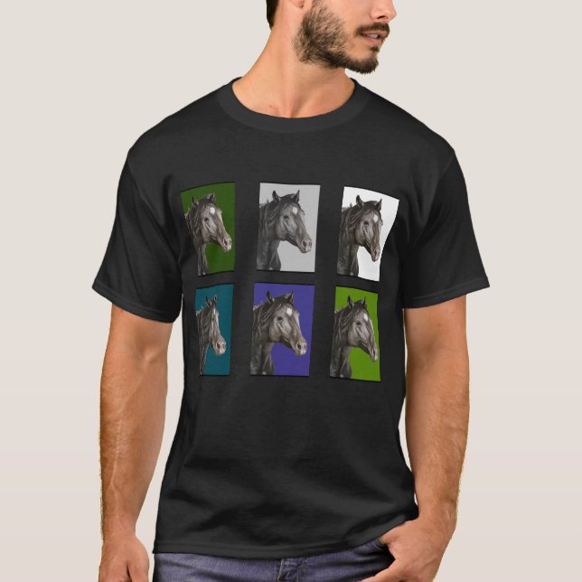 Camiseta Arte Desenhada à Mão do Cavalo (Frente)