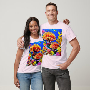 Camiseta Arte Deslumbrante do Recife de Coral Vibrante